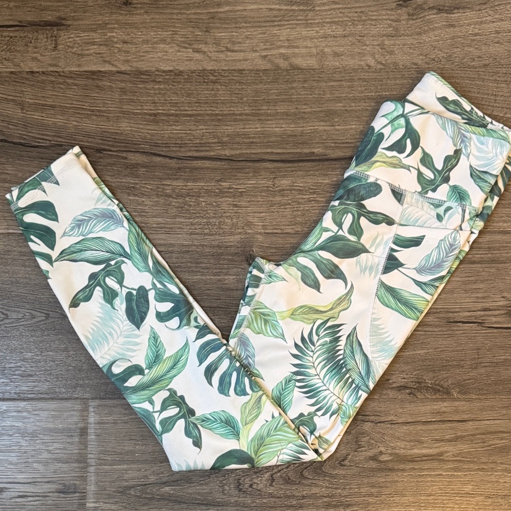 Bebe Sport Tropical Leaf Print Leggings